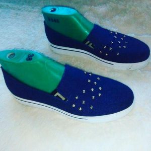 Chic Blue Studded Slip-On Shoes