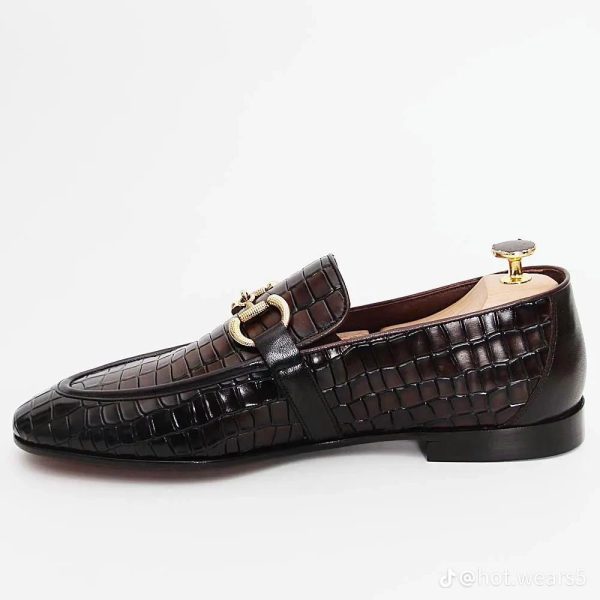 Men’s Croc-Embossed Leather Loafers - Image 4