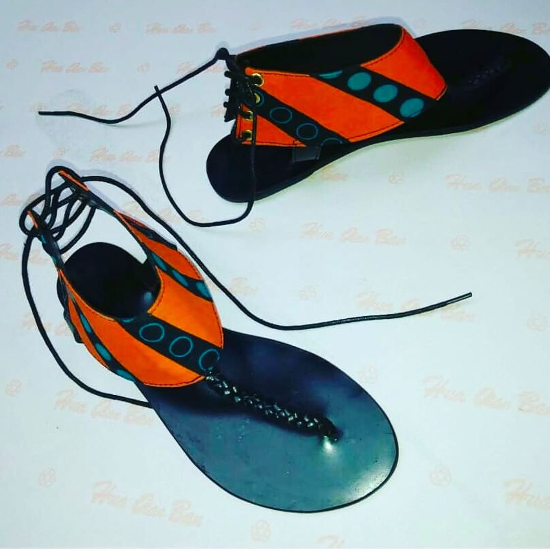 Vibrant Geometric Lace-Up Sandals - Image 3